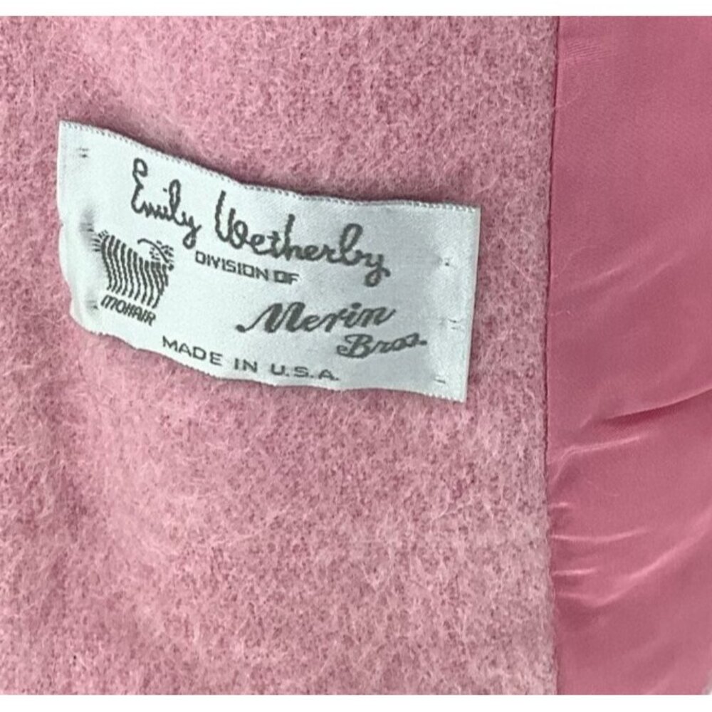Vintage 60s Emily Wetherby Pink Mohair Double-Breasted Womens Blazer Size 10 - Picture 5 of 6